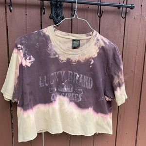 Up-cycled lucky brand tshirt cropped and dyed